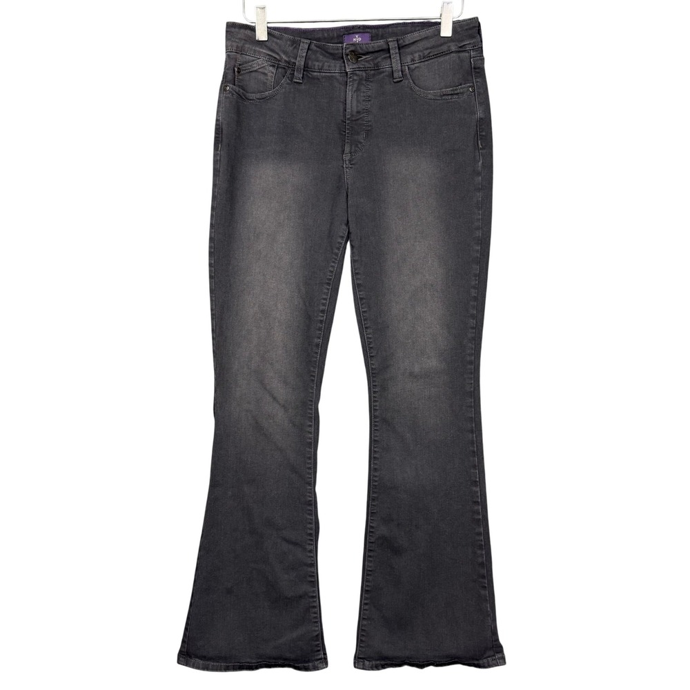 NYDJ Jeans Womens 10 Grey Farrah Flare High Rise Lift Tuck Slimming Stretch